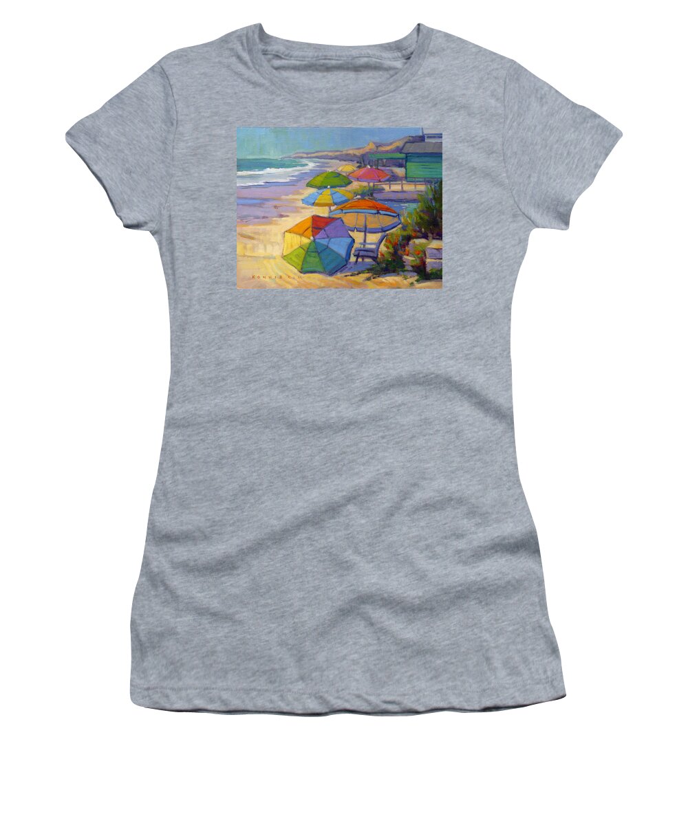 Crystal Cove Women's T-Shirt featuring the painting Colors of Crystal Cove by Konnie Kim