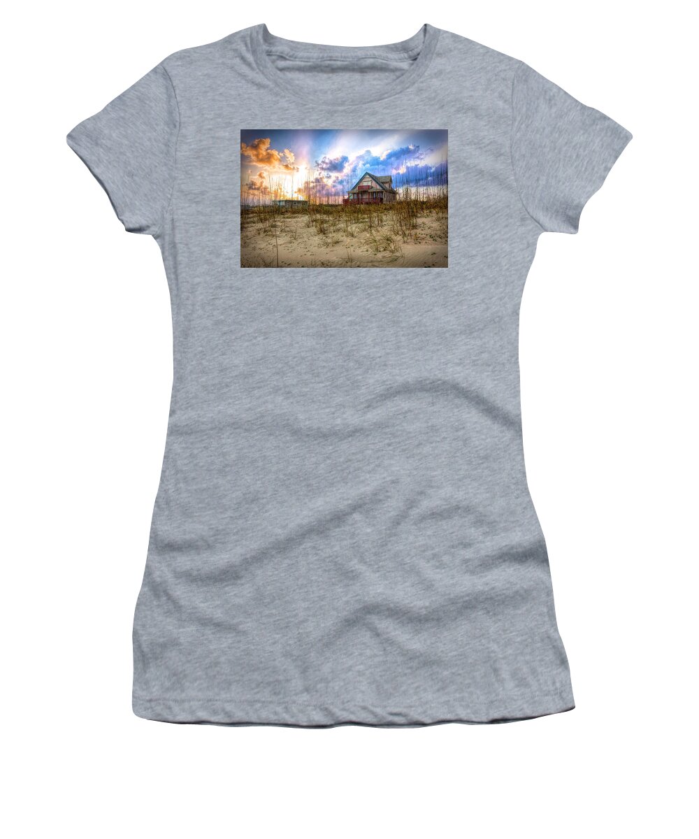 Boats Women's T-Shirt featuring the photograph Cottage on the Dunes by Debra and Dave Vanderlaan