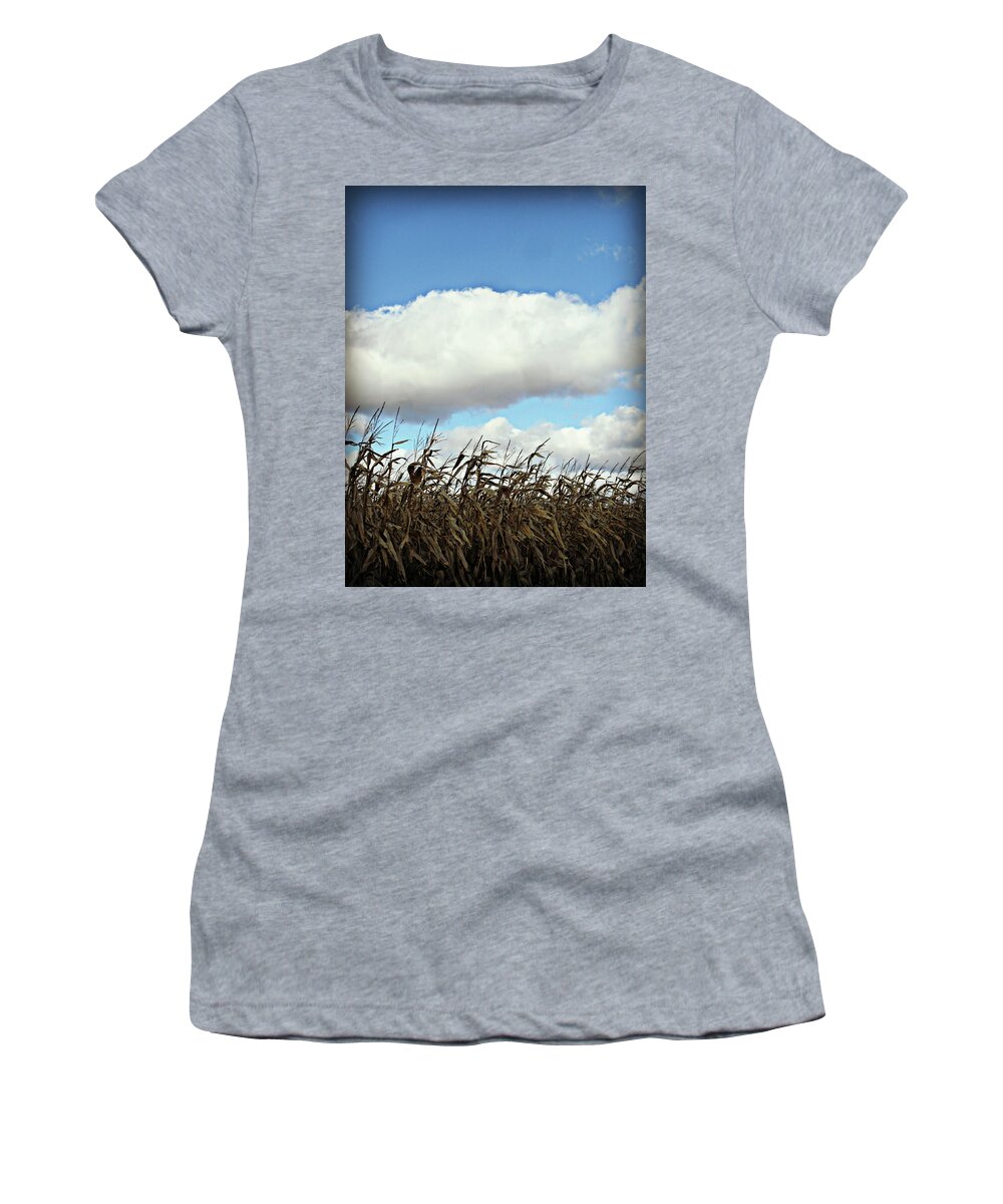 Country Autumn Curves Women's T-Shirt featuring the photograph Country Autumn Cuves 5 by Cyryn Fyrcyd