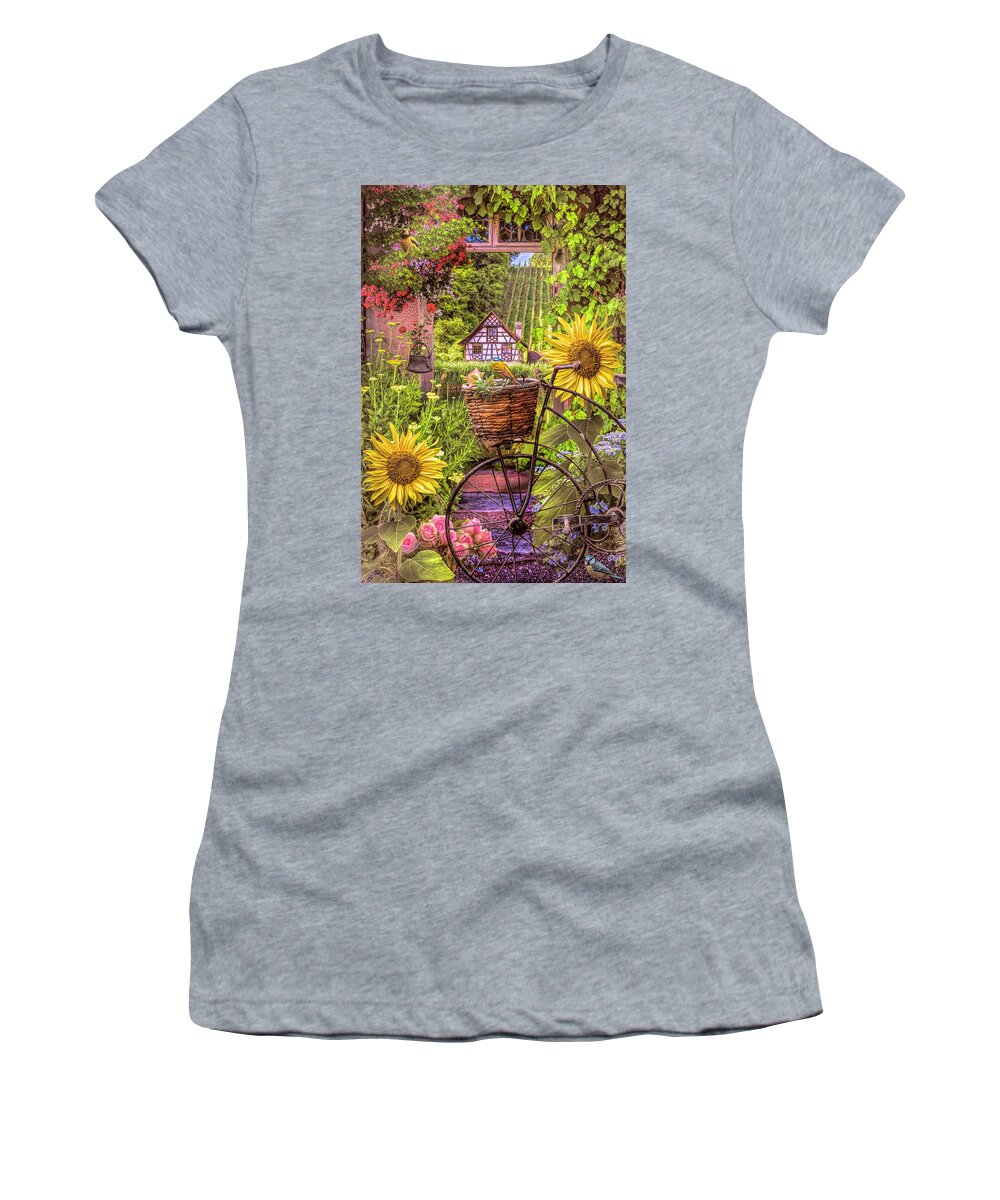 Barns Women's T-Shirt featuring the photograph Country Garden Wonderland by Debra and Dave Vanderlaan