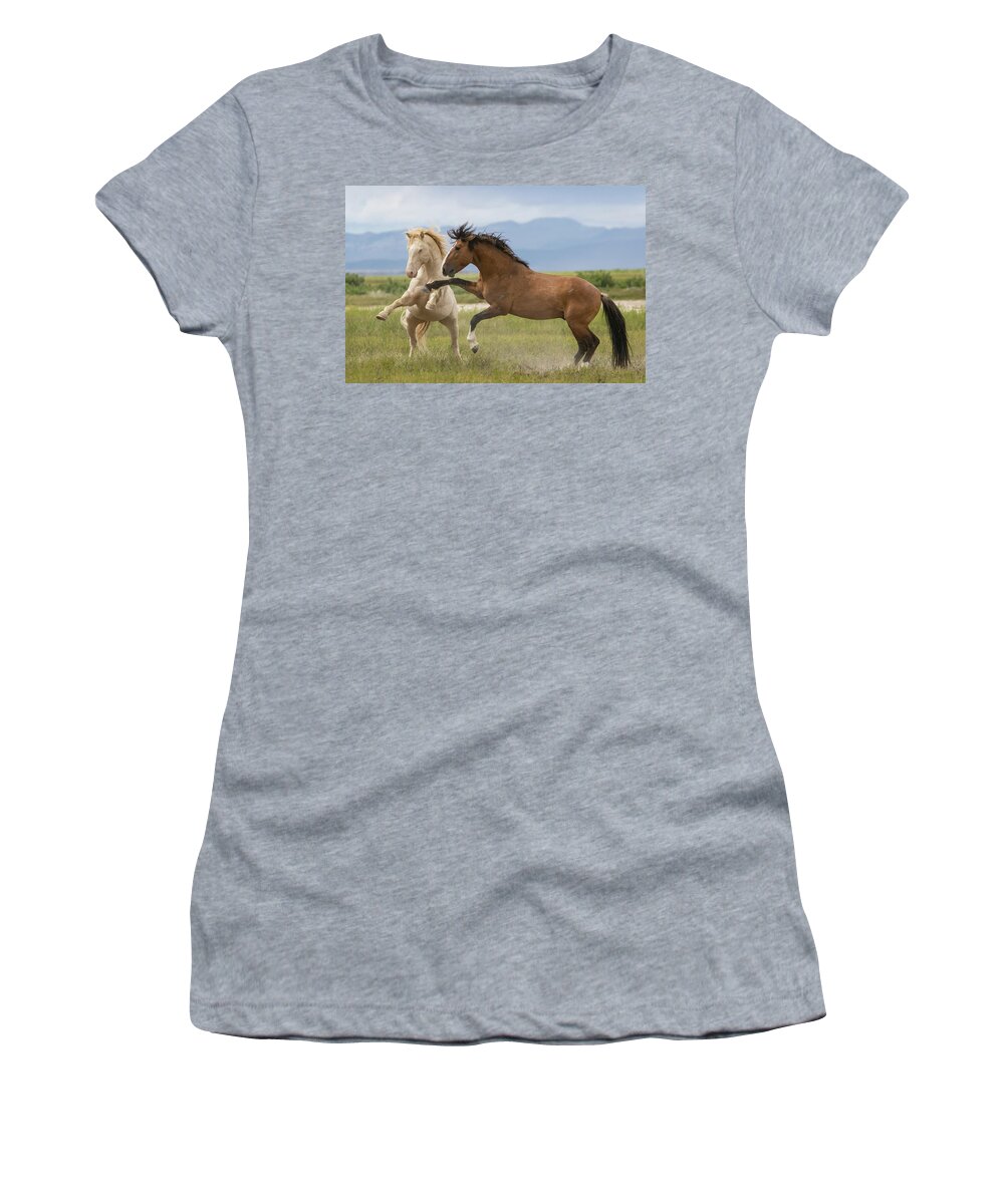 Horse Women's T-Shirt featuring the photograph Cremello And The Ghost by Kent Keller