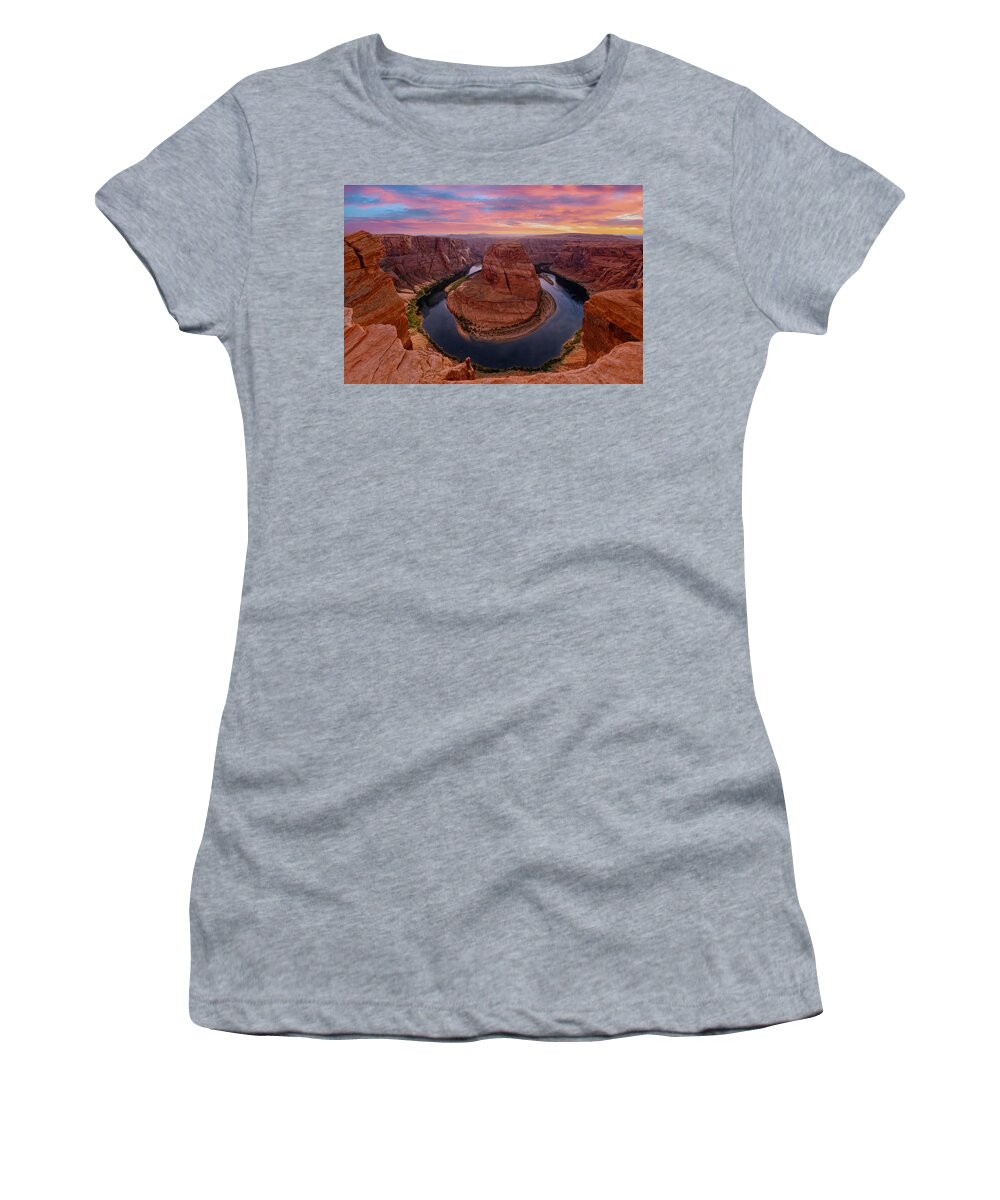 Horseshoe Bend Women's T-Shirt featuring the photograph Curved by Jonathan Davison