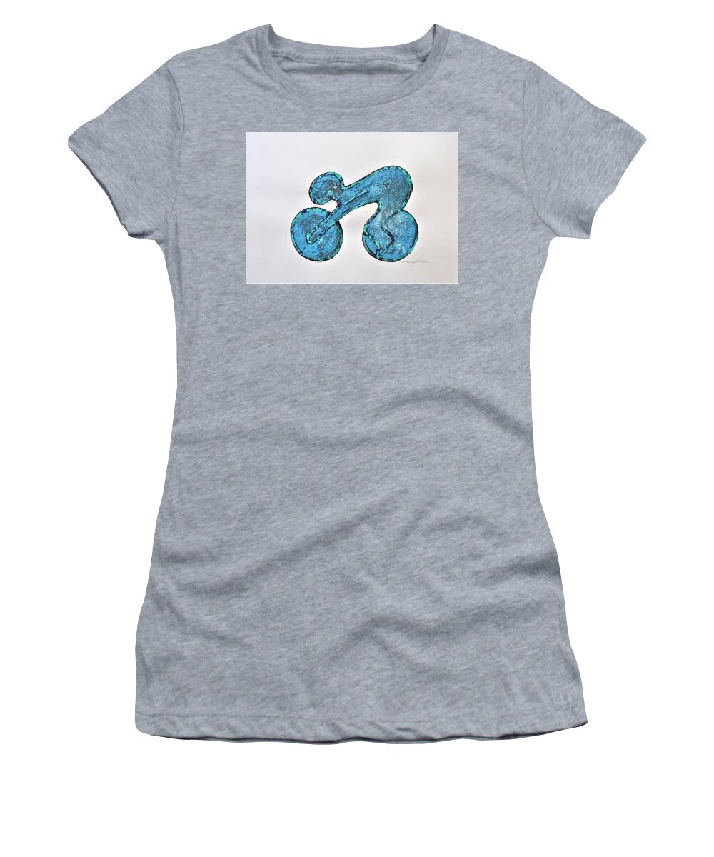 Bike Women's T-Shirt featuring the mixed media Cyclers 6 by Eduard Meinema