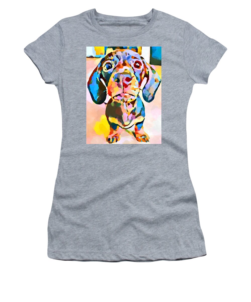 Dachshund Women's T-Shirt featuring the painting Dachshund 7 by Chris Butler