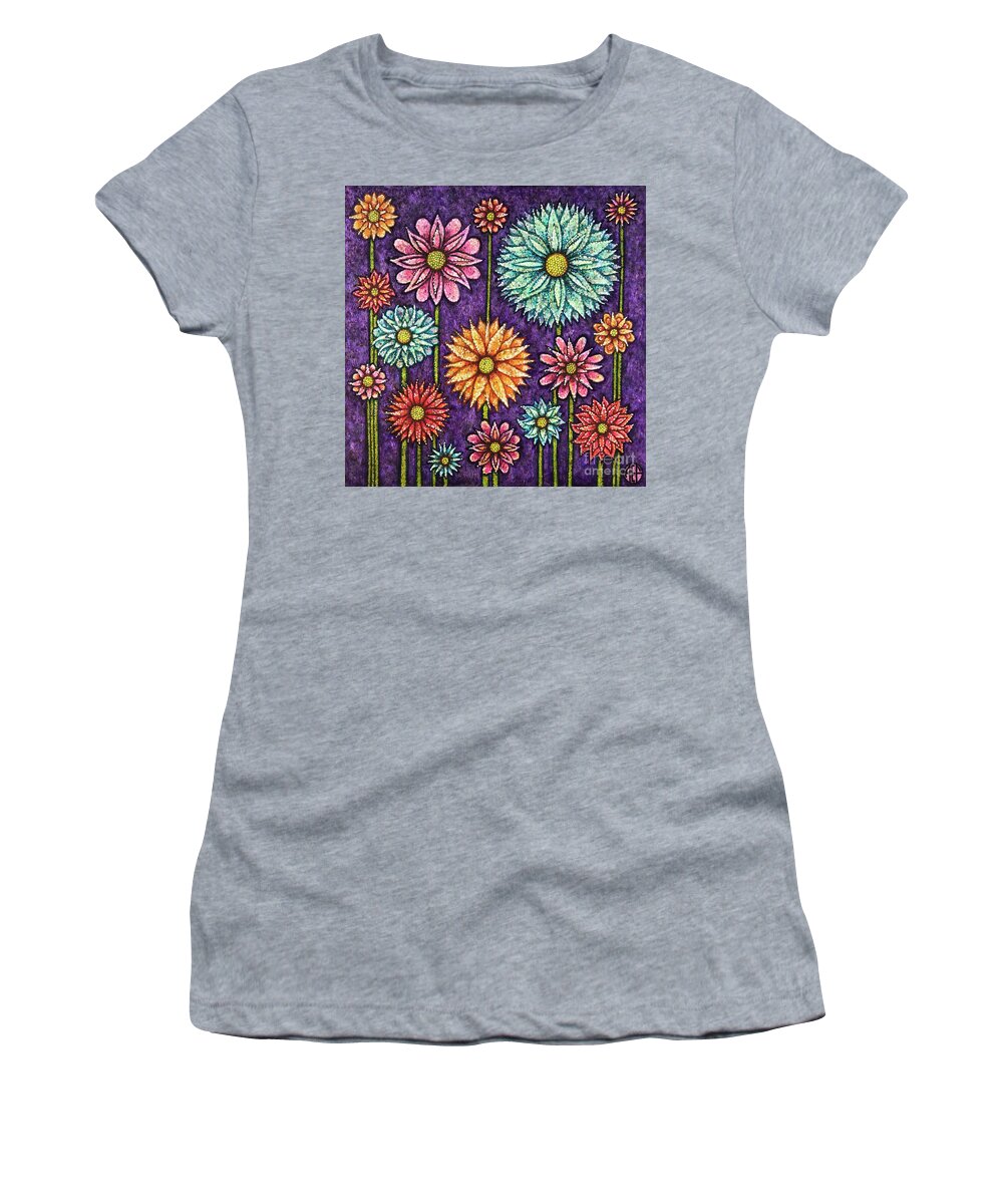 Floral Women's T-Shirt featuring the painting Daisy Tapestry by Amy E Fraser