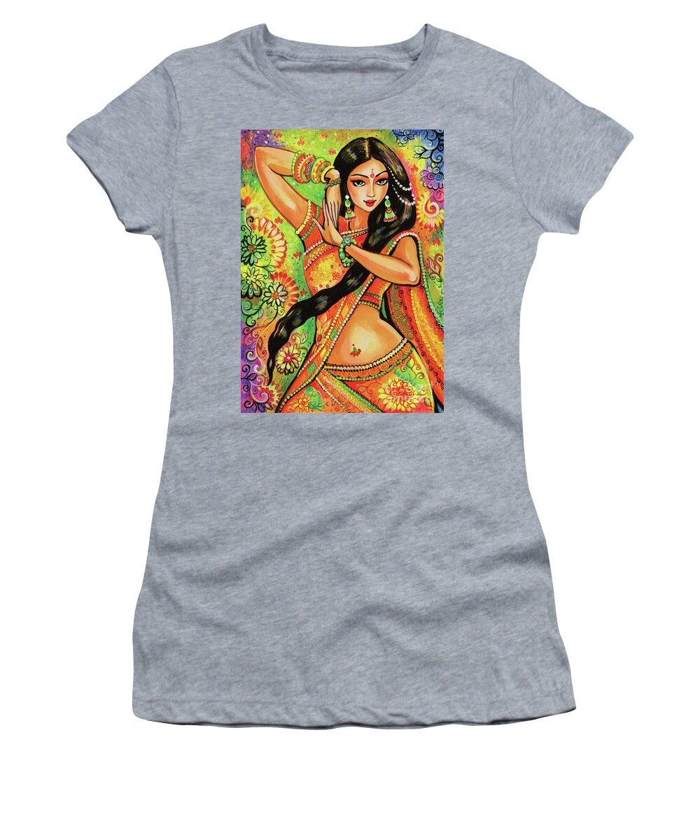 Indian Dancer Women's T-Shirt featuring the painting Dancing Nithya by Eva Campbell