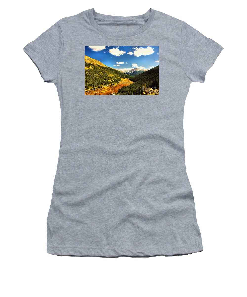 Mountains Women's T-Shirt featuring the photograph Deep in a Colorado valley by Jeff Swan