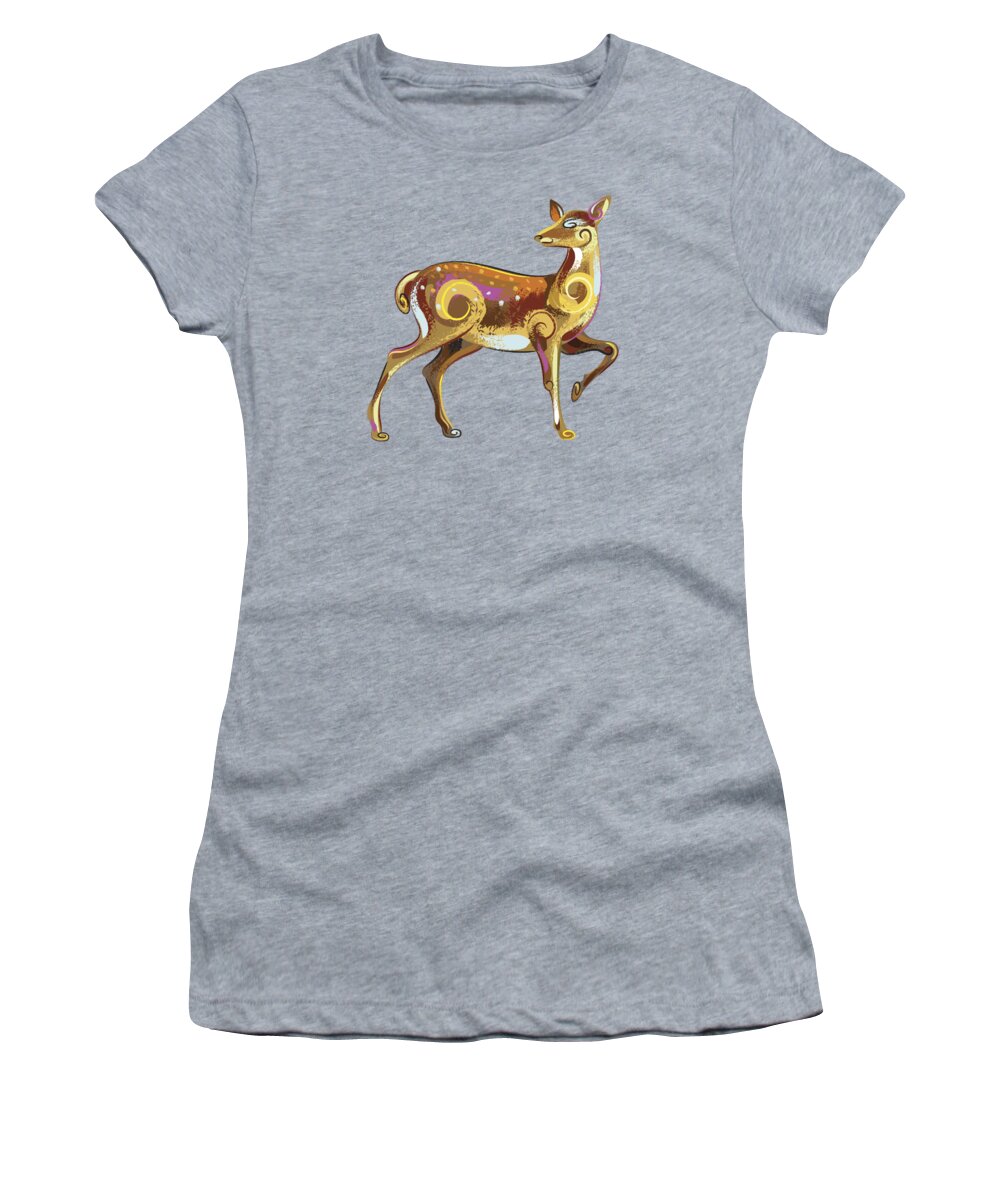 Deer Women's T-Shirt featuring the digital art Deer Over Hill by Peter Awax
