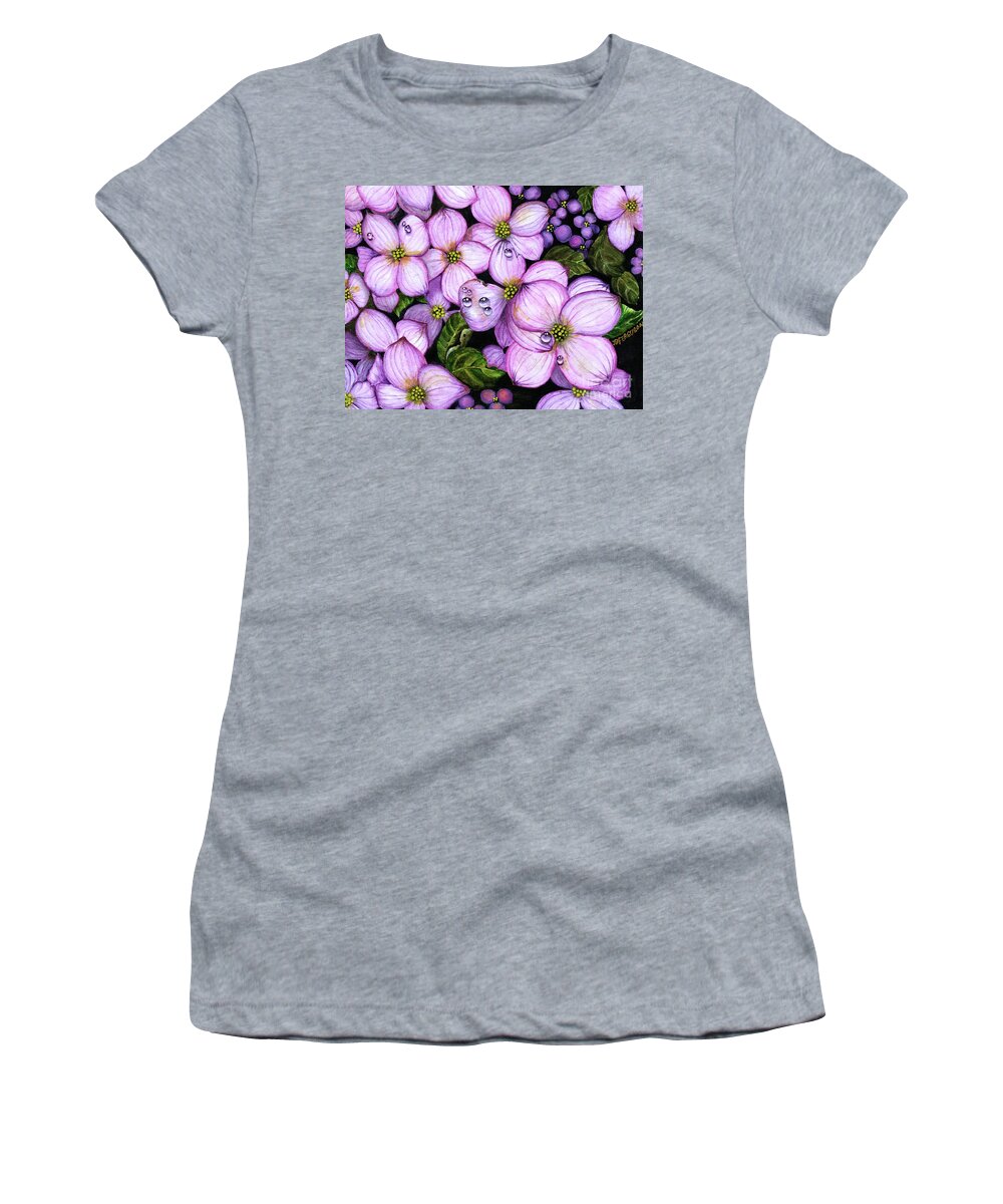 Dogwood Women's T-Shirt featuring the painting Dogwood by Jeanette Ferguson