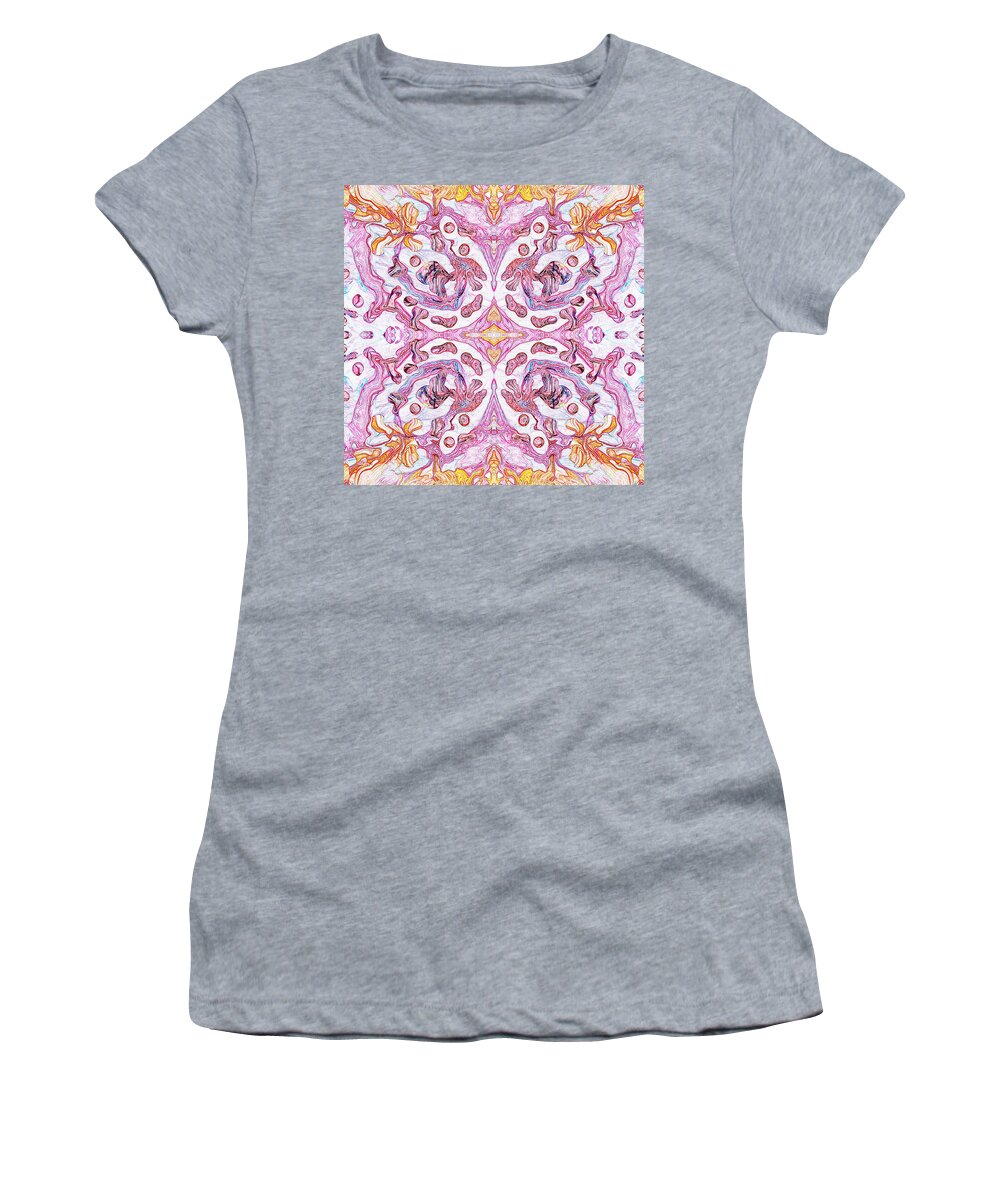 Pink And White Abstract Women's T-Shirt featuring the digital art Drizzle Digi III by Donna Ceraulo