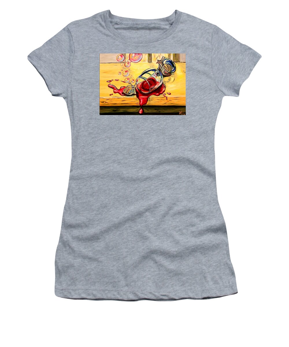 Surrealism Women's T-Shirt featuring the painting Drunken Snails by Alexandria Weaselwise Busen
