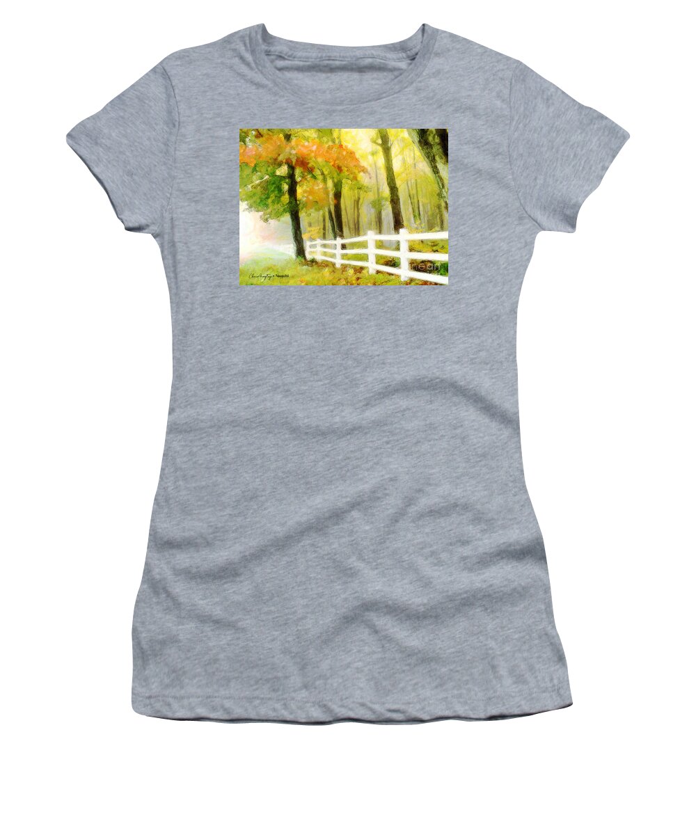 Autumn Women's T-Shirt featuring the digital art Early Autumn morning by Chris Armytage