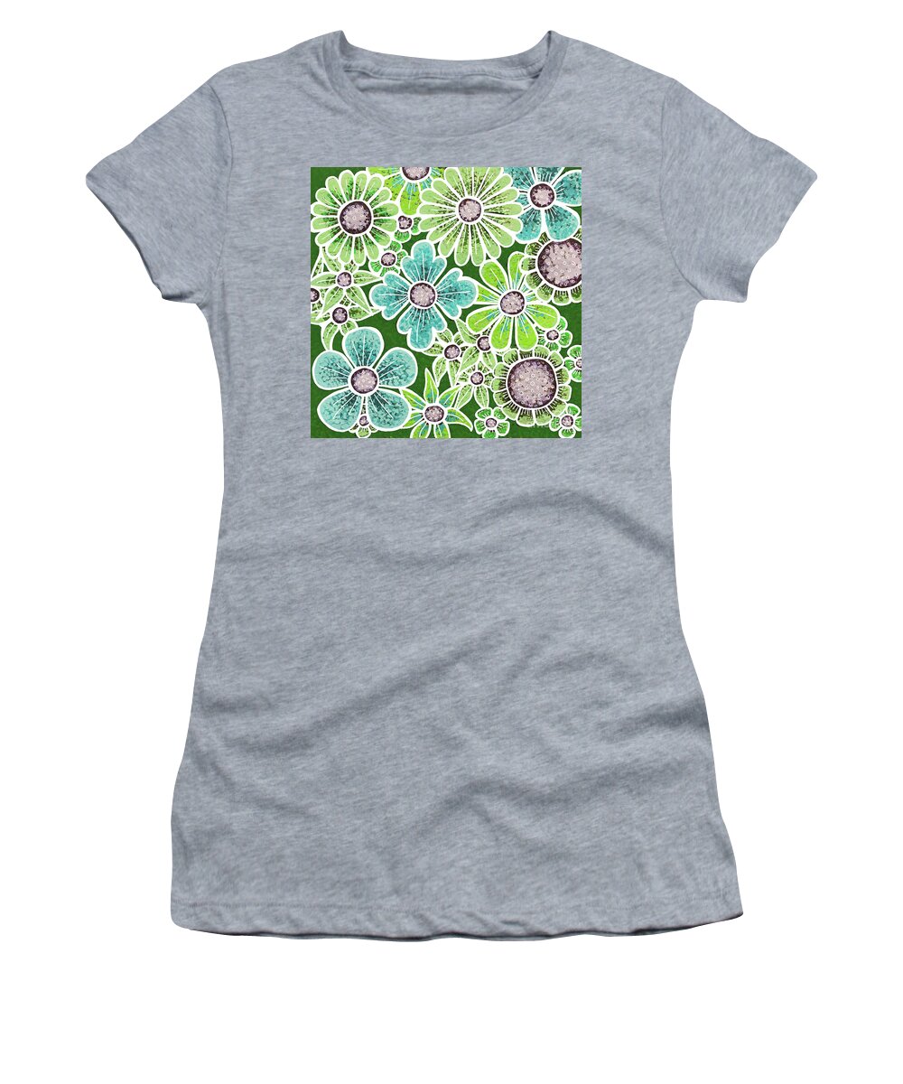 Floral Women's T-Shirt featuring the painting Efflorescent 9 V2 by Amy E Fraser