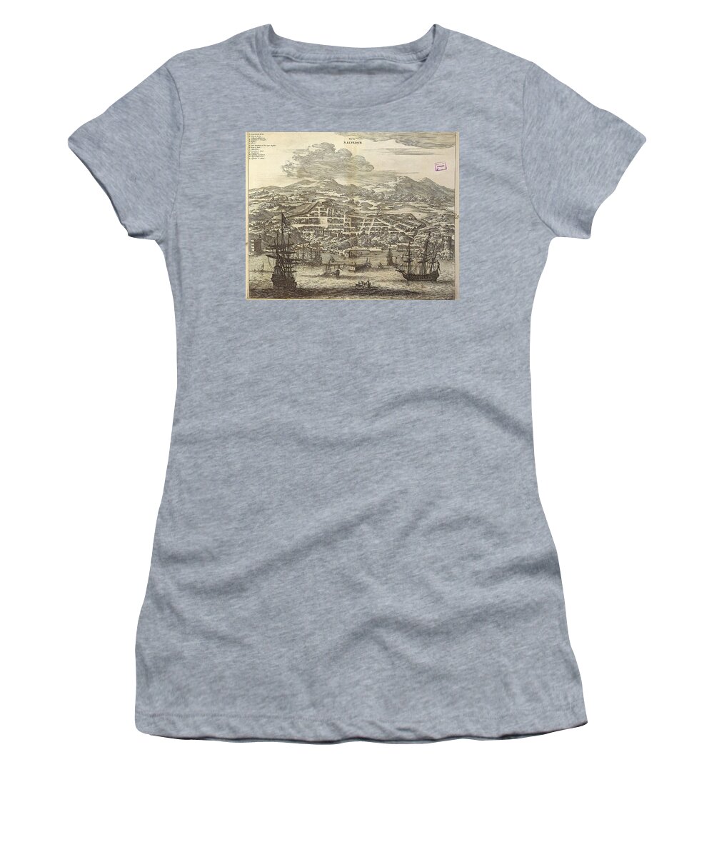 17th Century Women's T-Shirt featuring the drawing El Salvador - Engraving - 17th Century. by Album