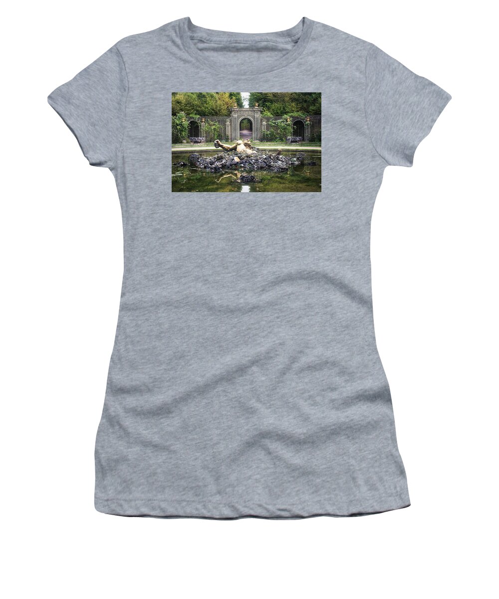 Garden Women's T-Shirt featuring the photograph Enceladus Fountain in the Gardens of Versailles by Portia Olaughlin