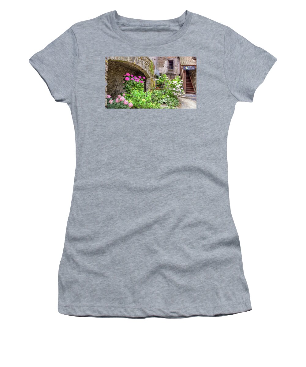 Gruyere Women's T-Shirt featuring the photograph Engaging Gruyere, Switzerland by Marcy Wielfaert