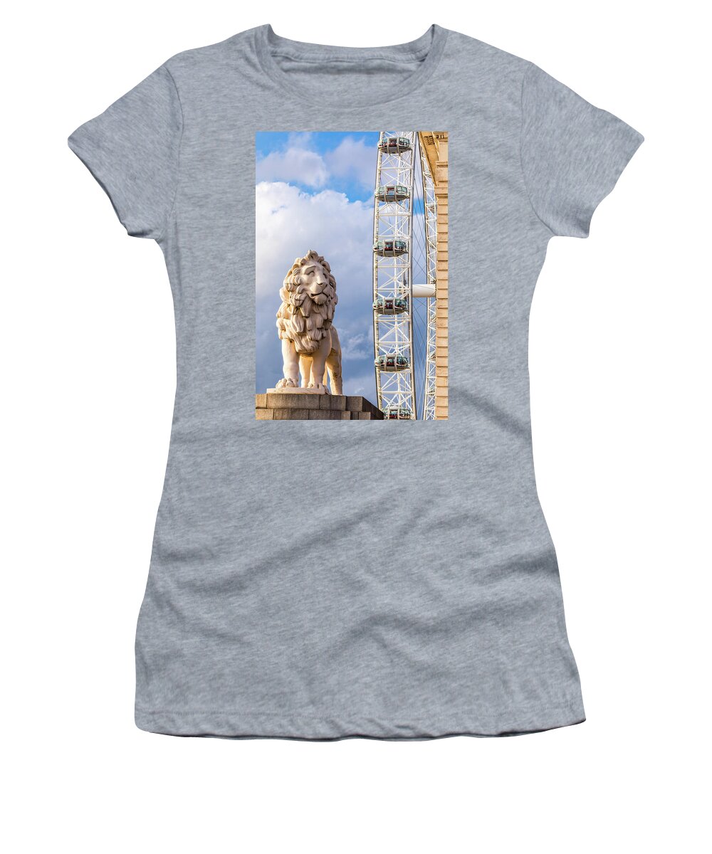 Estock Women's T-Shirt featuring the digital art England, London, Great Britain, London Borough Of Lambeth, London Eye, Millennium Wheel, by Alessandro Saffo