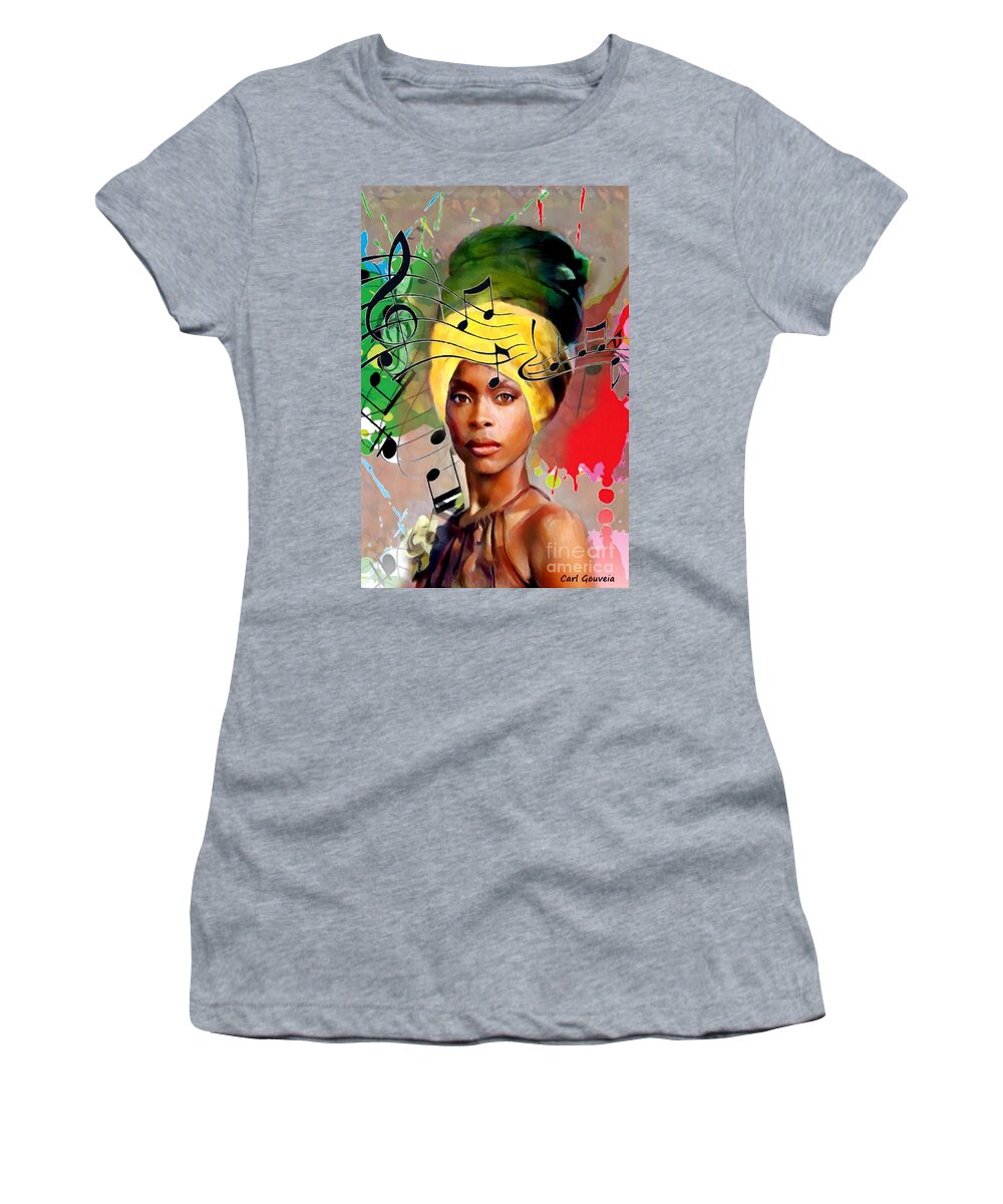 Erykah Badu Women's T-Shirt featuring the painting Erykah Badu by Carl Gouveia