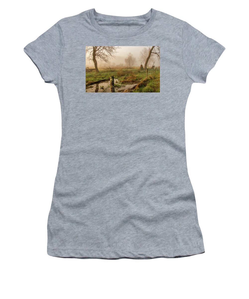 Fog Women's T-Shirt featuring the photograph Ethereal Edge by Marcy Wielfaert