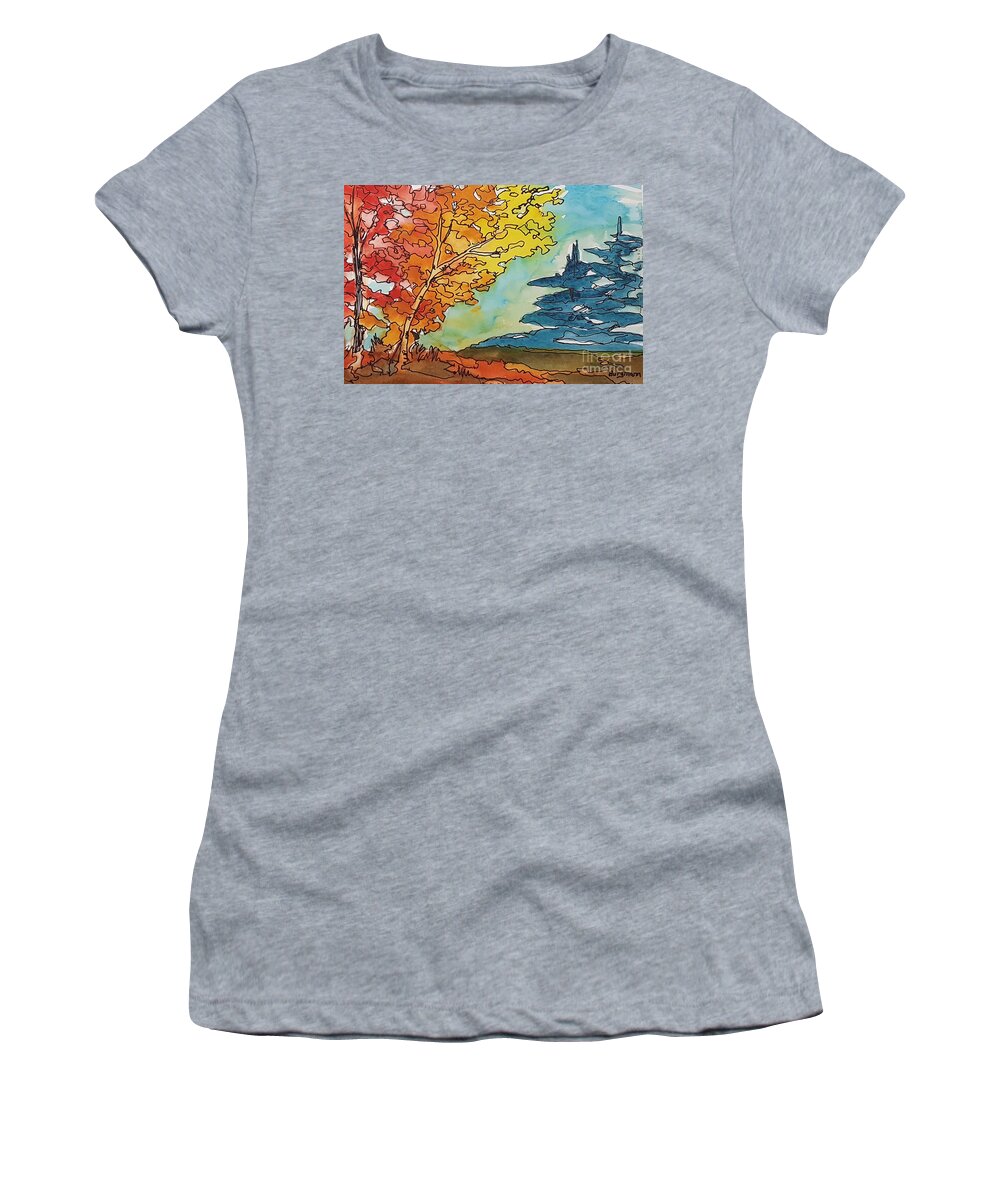 Fall Women's T-Shirt featuring the painting Fall Colors by Petra Burgmann