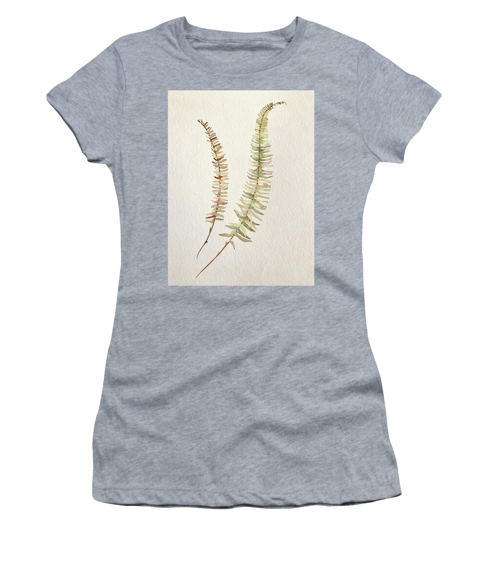 Fern Women's T-Shirt featuring the painting Fall Fern by Luisa Millicent