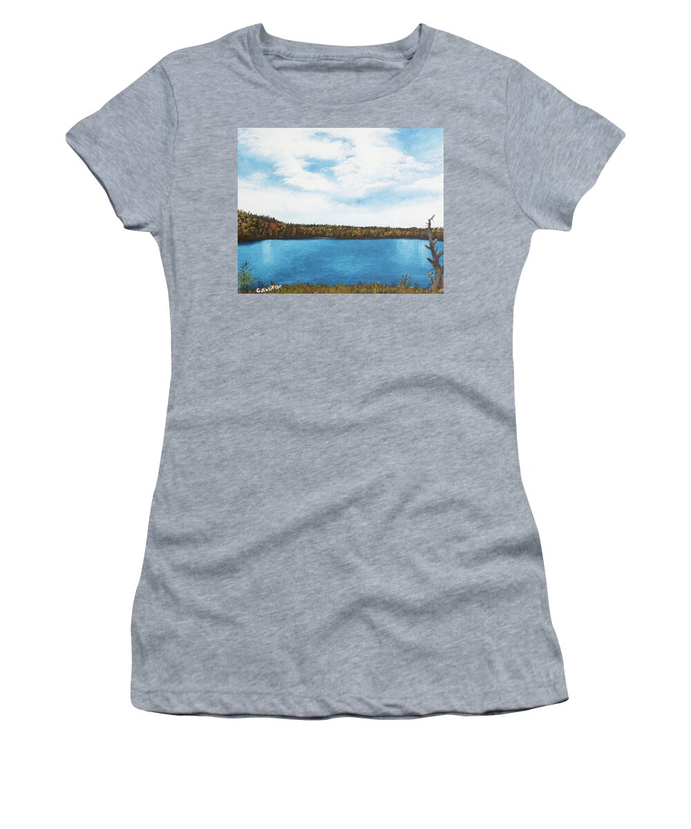 Landscape Women's T-Shirt featuring the painting Fall In Itasca by Gabrielle Munoz