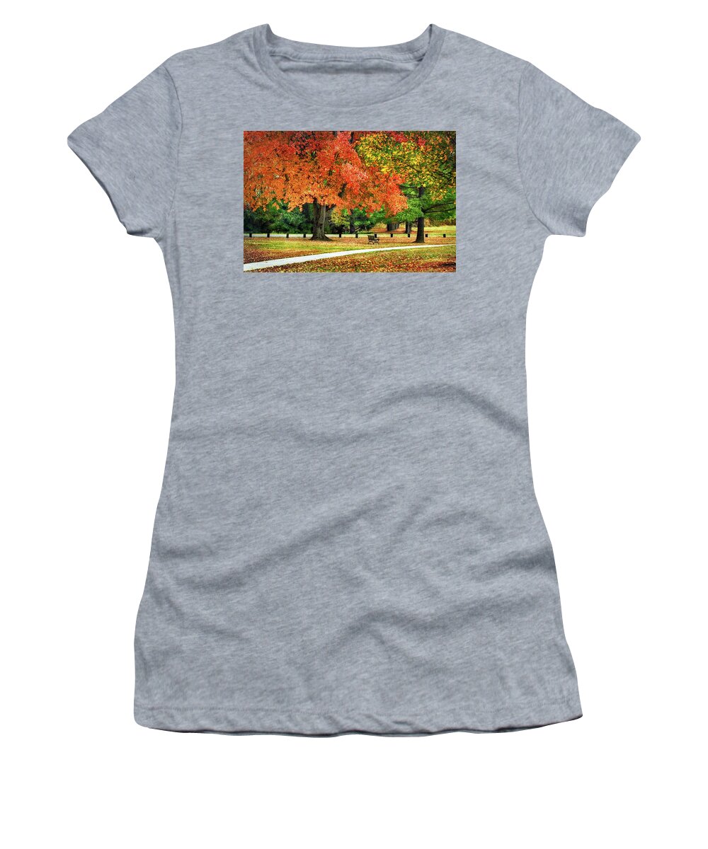 Fall Women's T-Shirt featuring the photograph Fall In The Park by Christina Rollo
