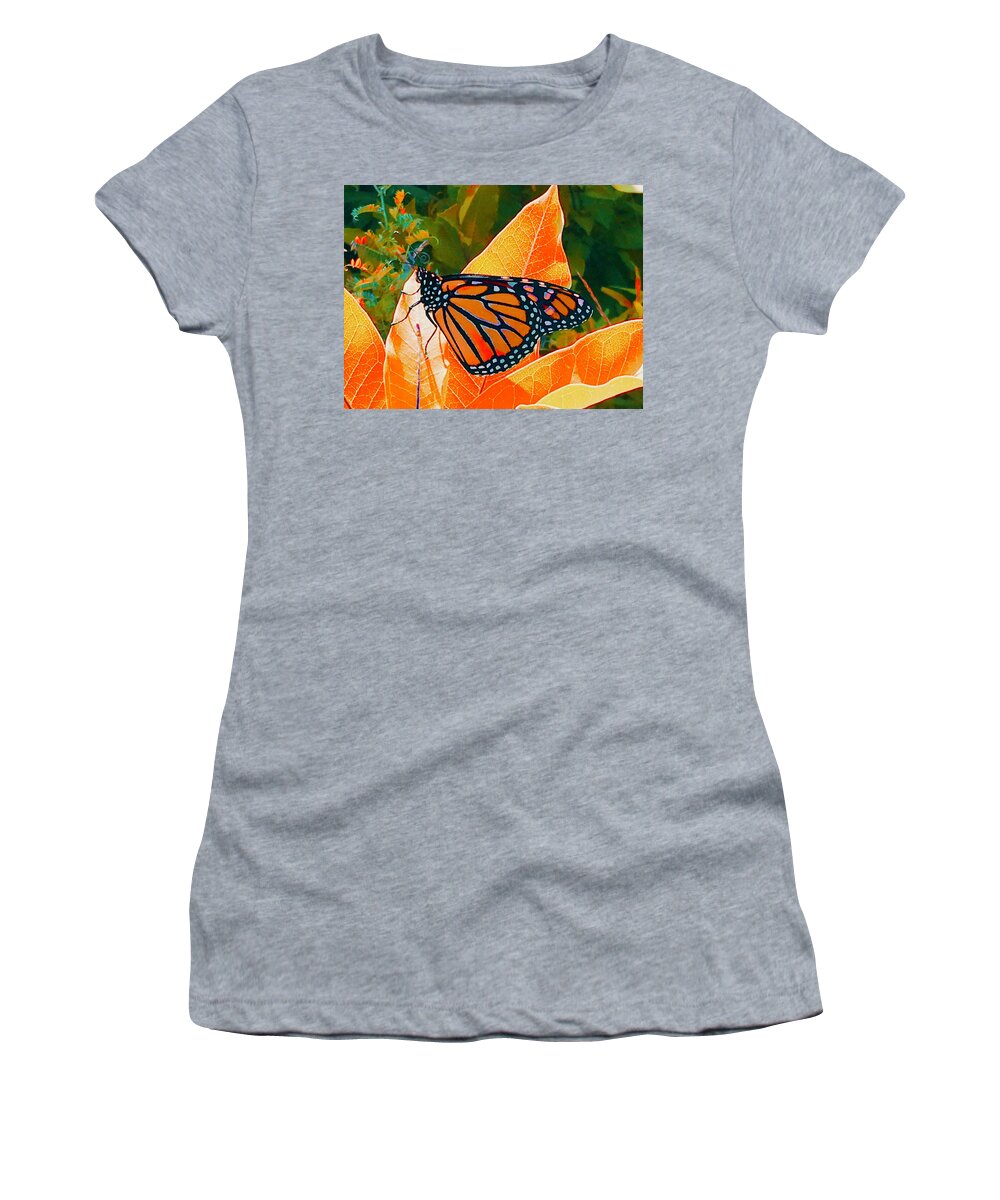 Fall Monarch Women's T-Shirt featuring the photograph Fall Monarch by Debra Grace Addison