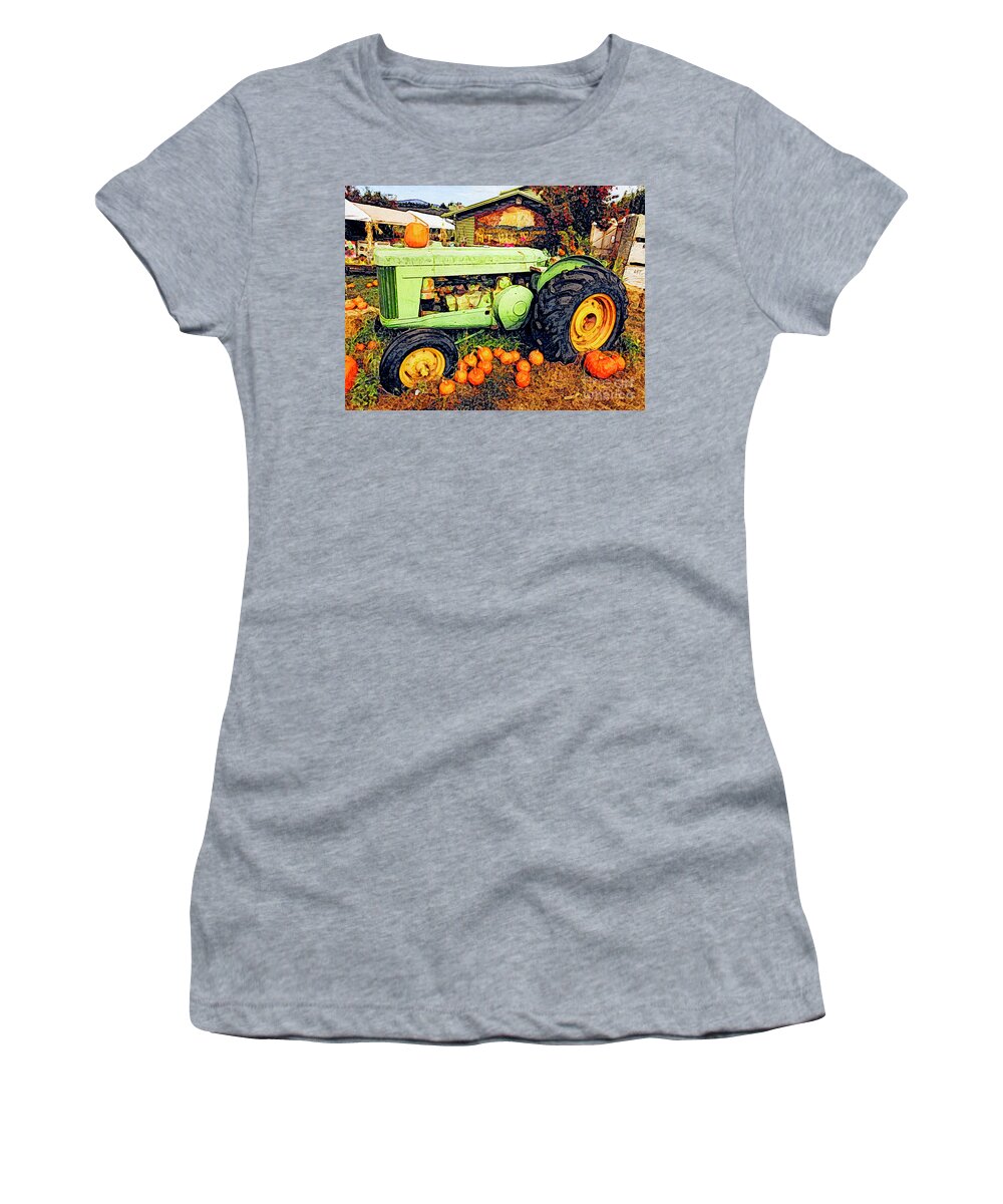 Tractor Women's T-Shirt featuring the painting Fall Tractor by Jeanette French