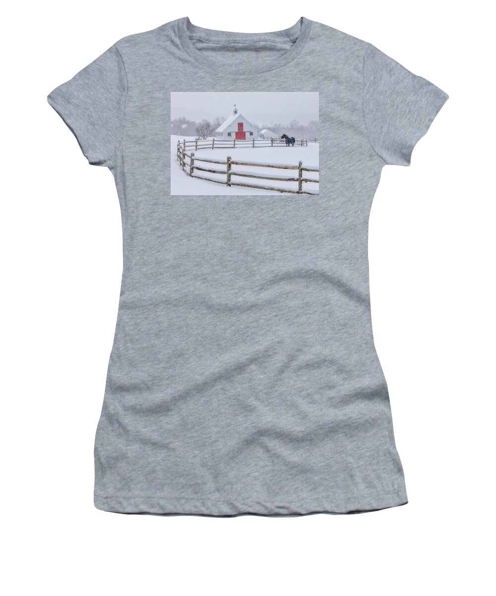 Vermont Women's T-Shirt featuring the photograph Farm in the Snow by Rob Davies