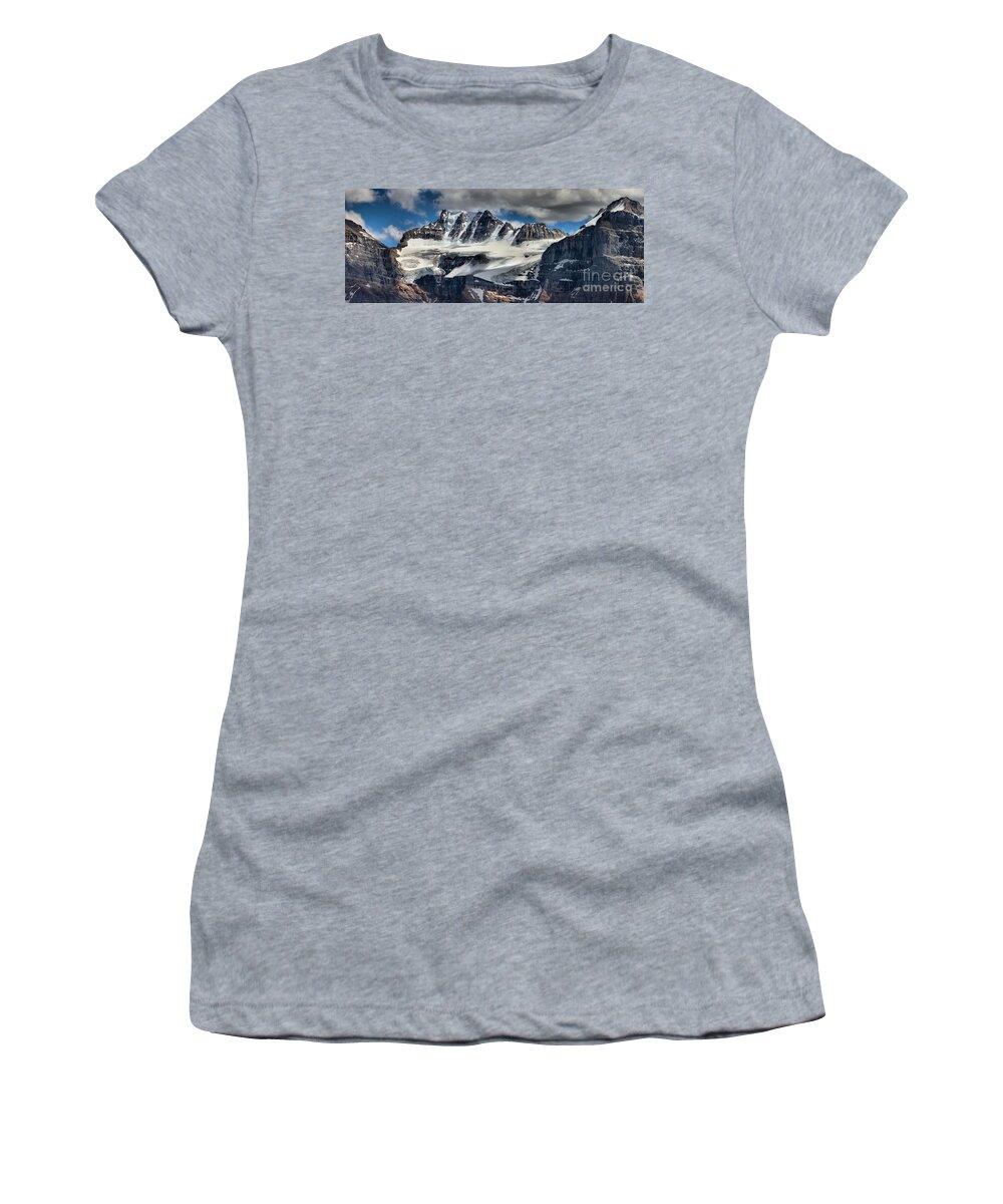 Fay Glacier Women's T-Shirt featuring the photograph Fay Glacier Summer Panorama by Adam Jewell