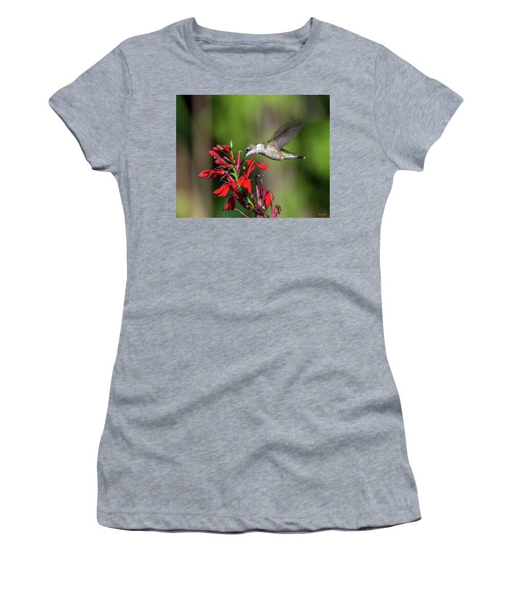 Nature Women's T-Shirt featuring the photograph Female Ruby-throated Hummingbird DSB0319 by Gerry Gantt
