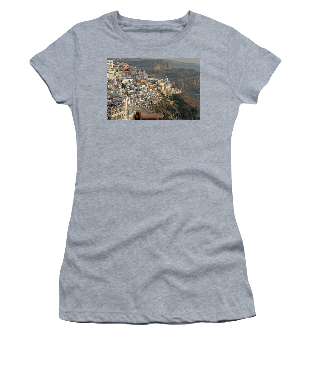 Santorini Women's T-Shirt featuring the photograph Fira, Santorini, Greece by Richard Krebs