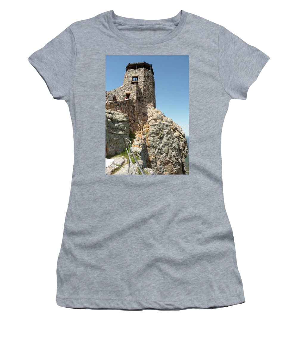 Black Elk Peak Women's T-Shirt featuring the photograph Fire Lookout Tower by Joe Kopp
