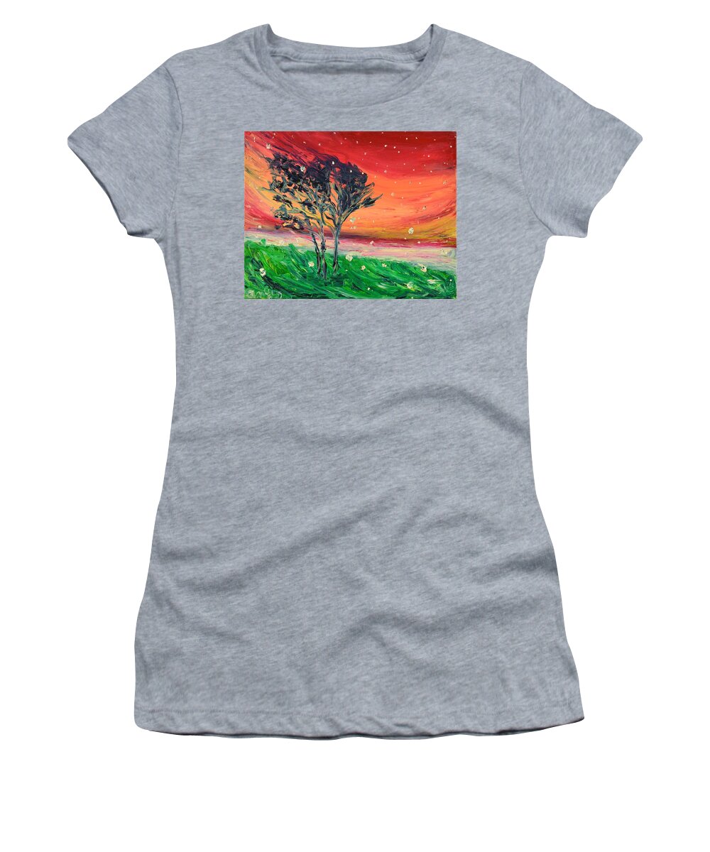 Snow Women's T-Shirt featuring the painting First Snow by Chiara Magni