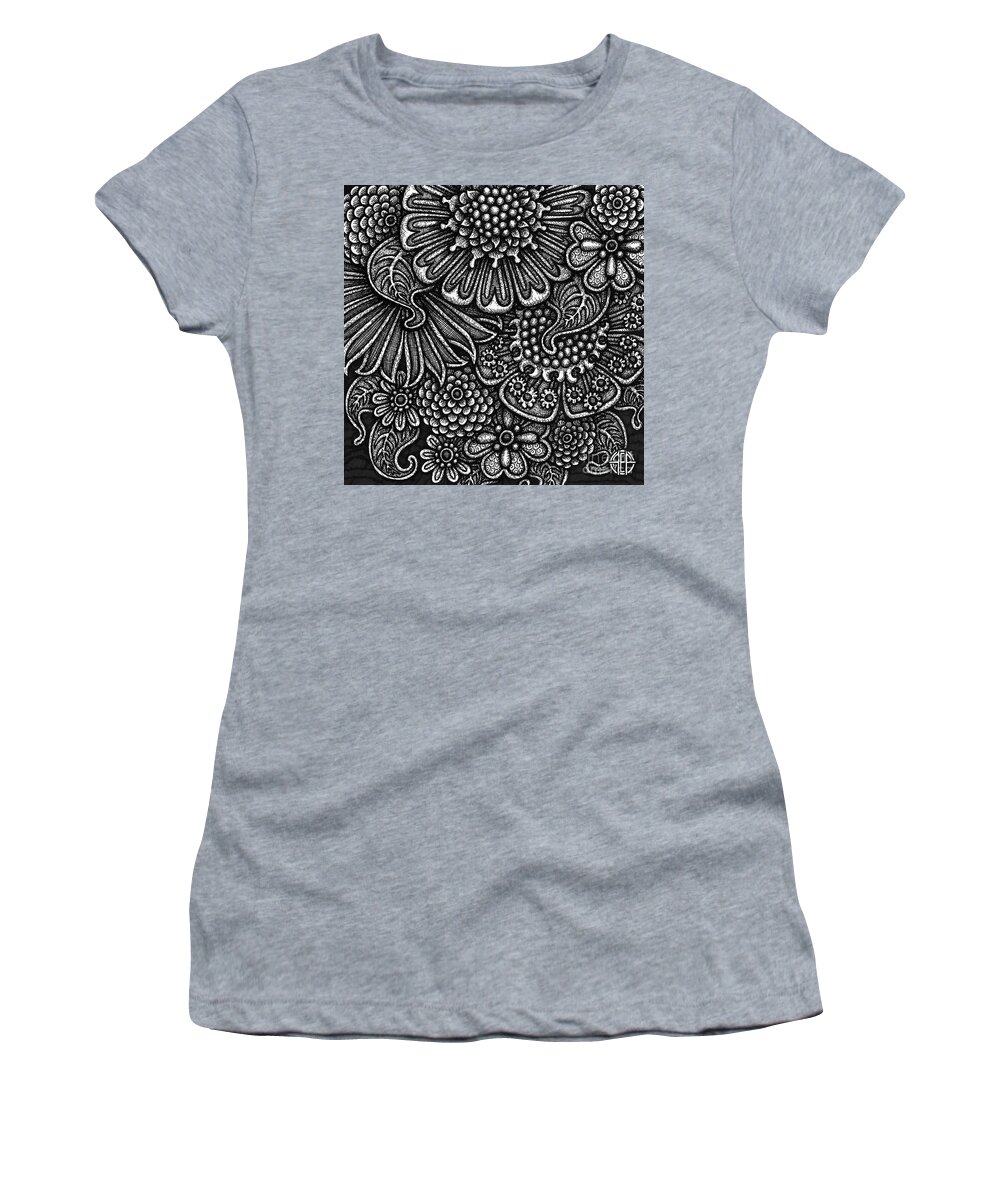 Pen And Ink Women's T-Shirt featuring the drawing Floriated Ink 8 by Amy E Fraser