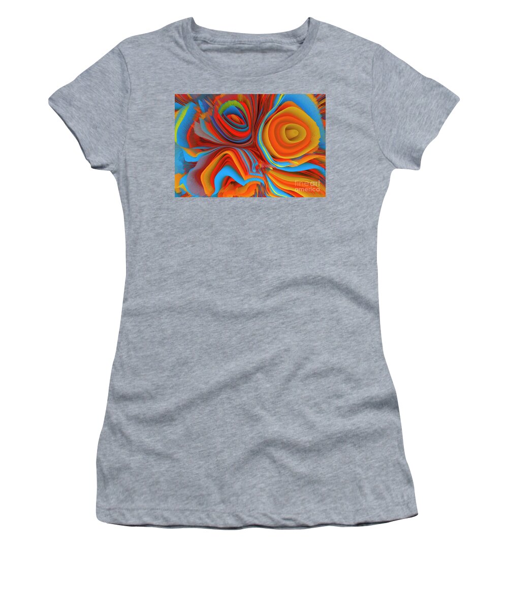 Eden Women's T-Shirt featuring the mixed media Flowers Of My Dreams 8 by Elena Gantchikova