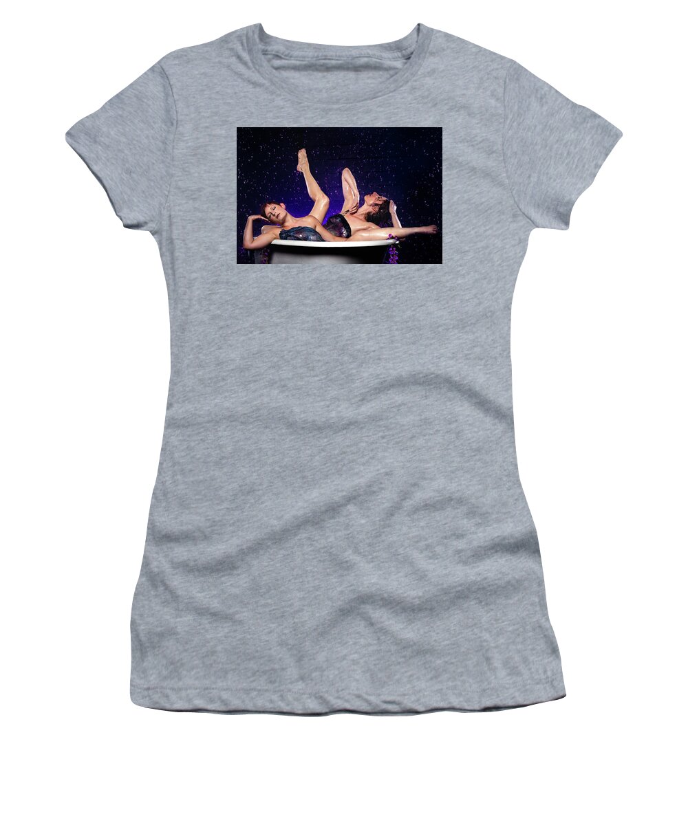Antique Bathtub Bath Tub Women's T-Shirt featuring the photograph Achelois and Sister Bathing in the Galaxy by Dennis Dame