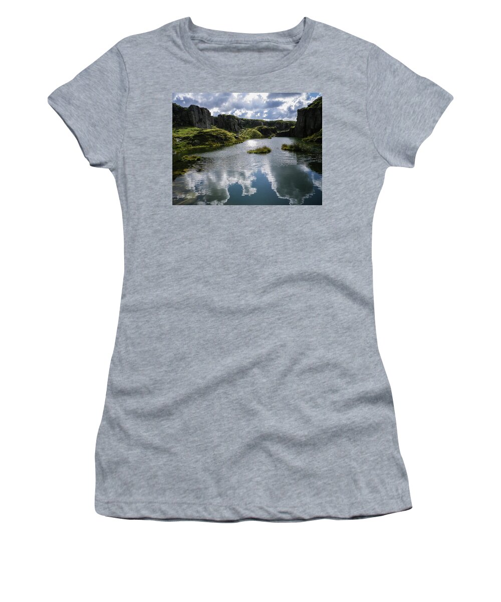Foggintor Women's T-Shirt featuring the photograph Foggintor Quarry Dartmoor Devon by Richard Brookes