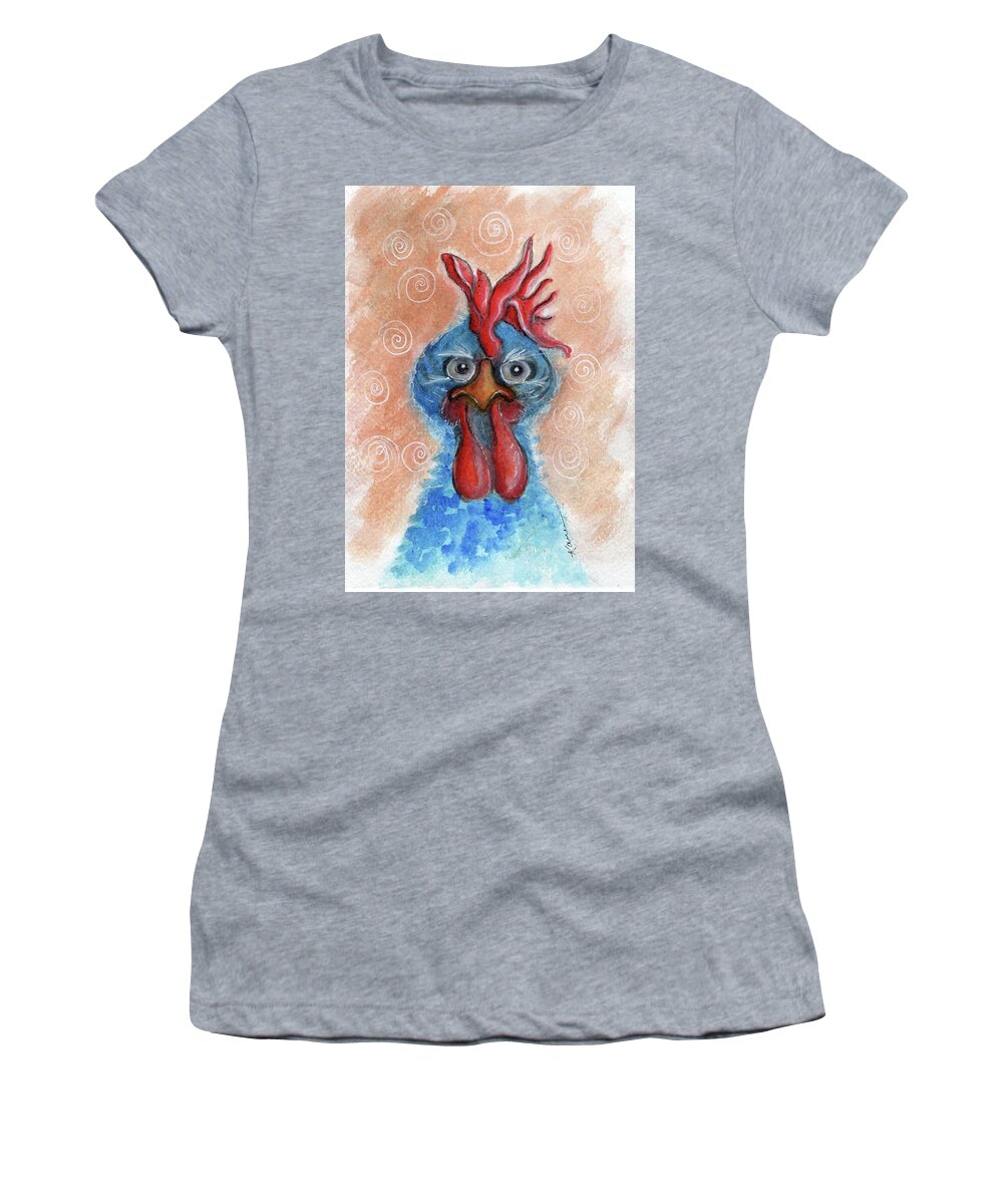 Chicken Women's T-Shirt featuring the painting Fowl Mood by Karren Case