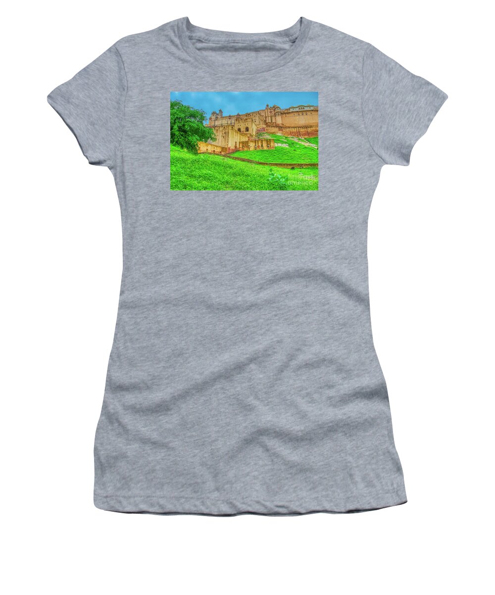 Amer Fort Women's T-Shirt featuring the photograph Front view of Amer Fort - India by Stefano Senise