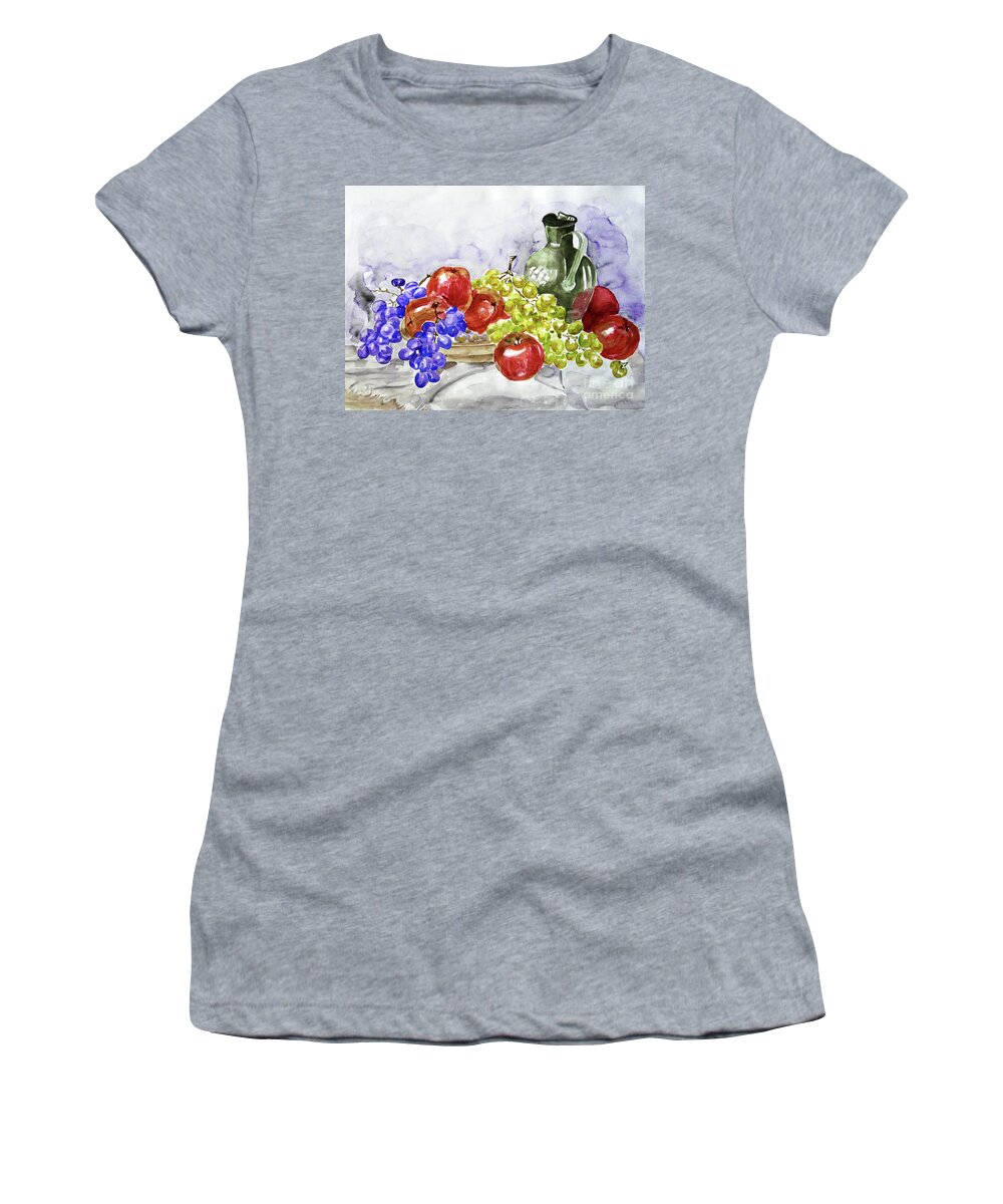 Fruit Women's T-Shirt featuring the painting Fruit Table by Jasna Dragun