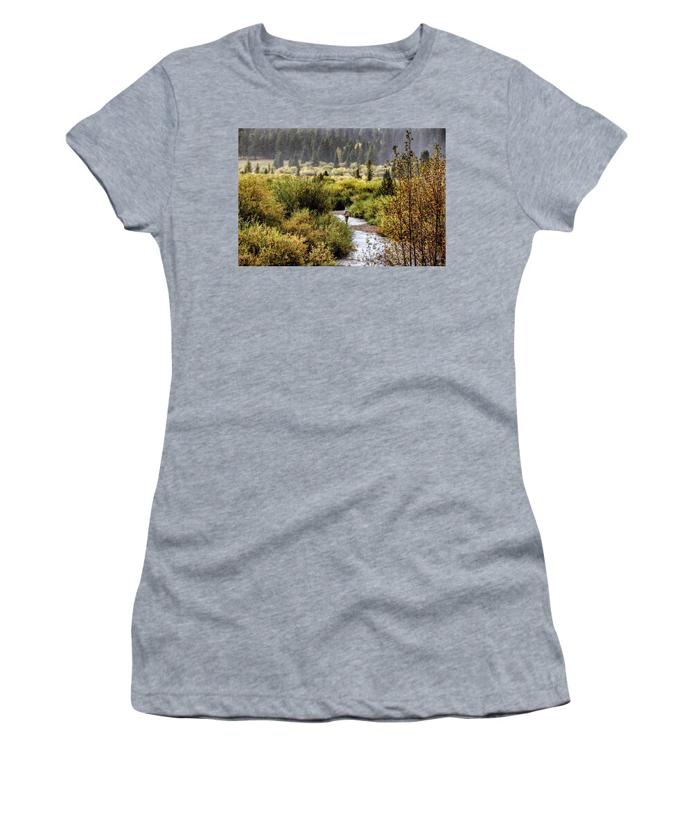 Fly Fishing Women's T-Shirt featuring the photograph Fly Fishing in the Rockies by Lynn Sprowl