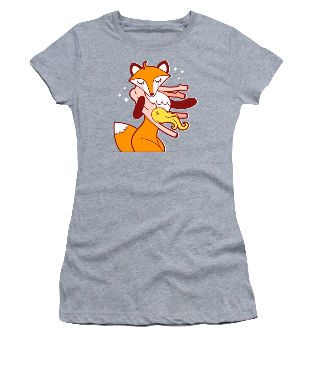 Funny Fox Holding A Naked Girl Women's T-Shirt by Tom Cage - Pixels