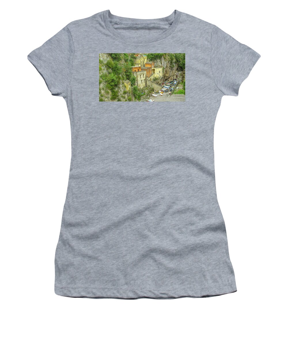 Amalfi Women's T-Shirt featuring the photograph Furore The Village That Doesn't Exist by Douglas Wielfaert
