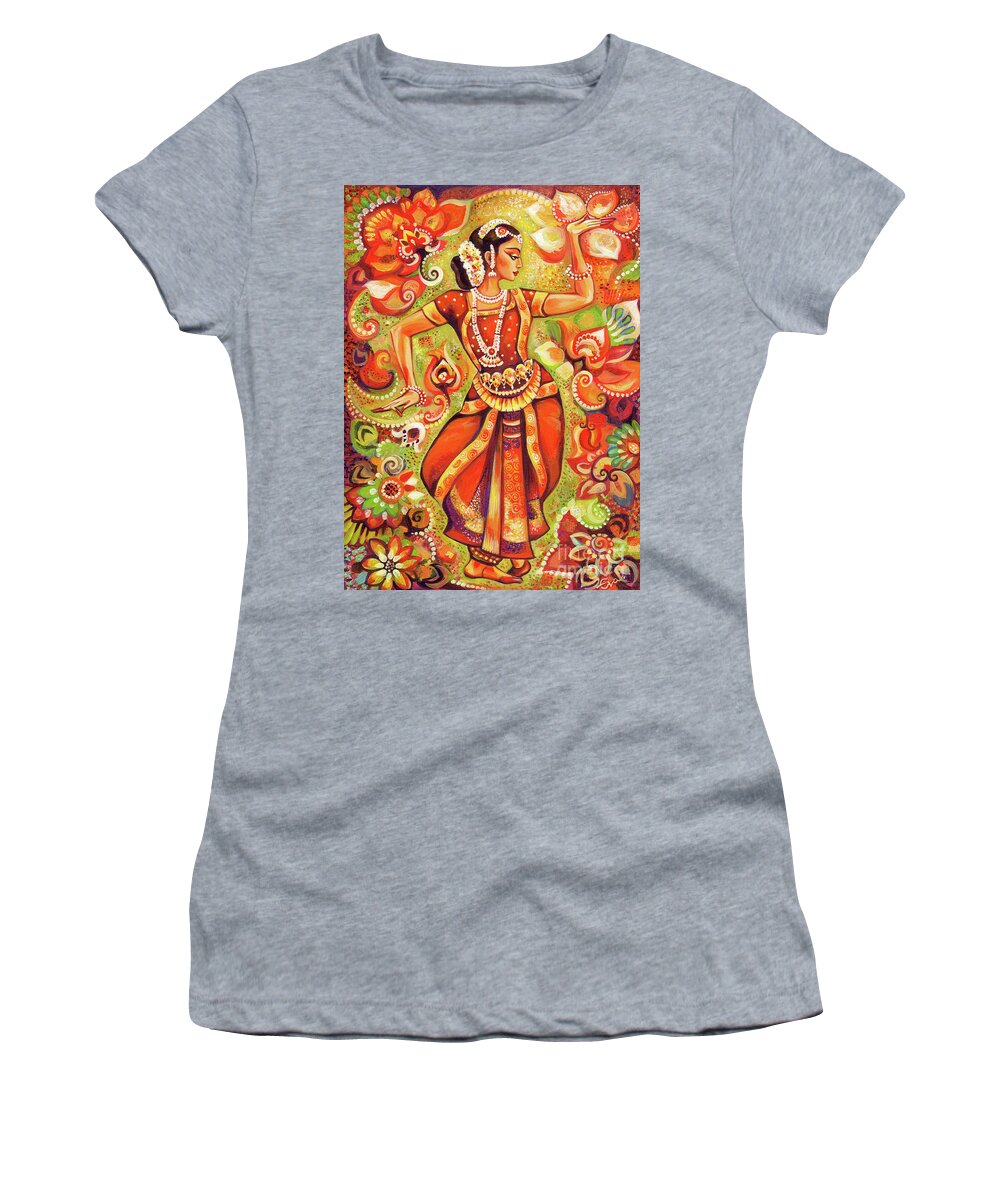 Beautiful Indian Woman Women's T-Shirt featuring the painting Ganges Flower by Eva Campbell