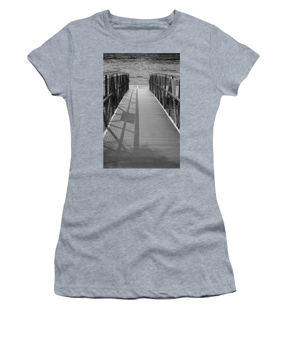Coastal Women's T-Shirt featuring the photograph Gangway in Black and White by T Lynn Dodsworth