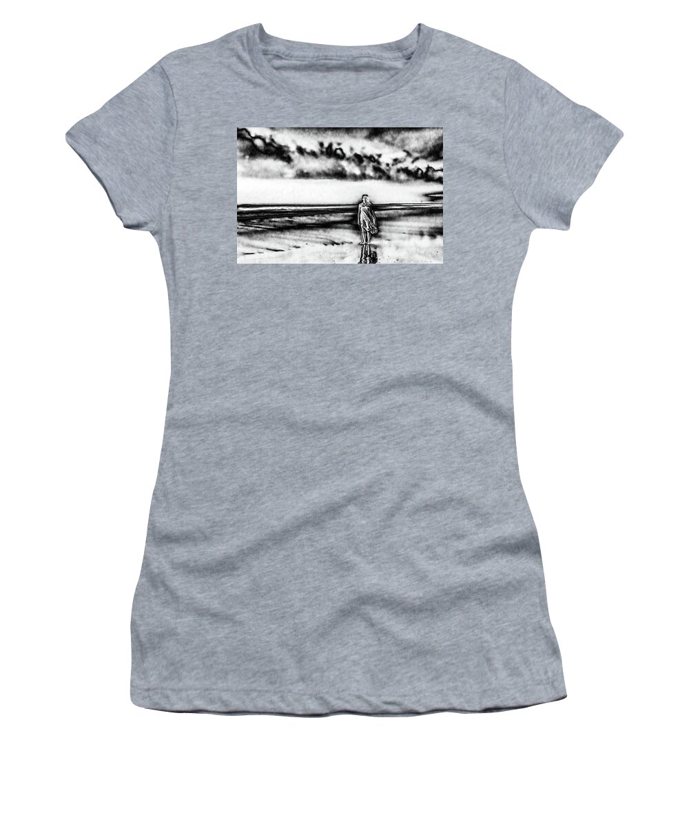 Solarized Women's T-Shirt featuring the photograph Ghost on the beach Solarized by Alan Goldberg