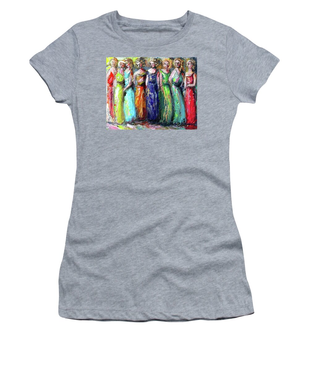 Girls Night Out. Ladies Women's T-Shirt featuring the painting Girls Night Out by Bernadette Krupa