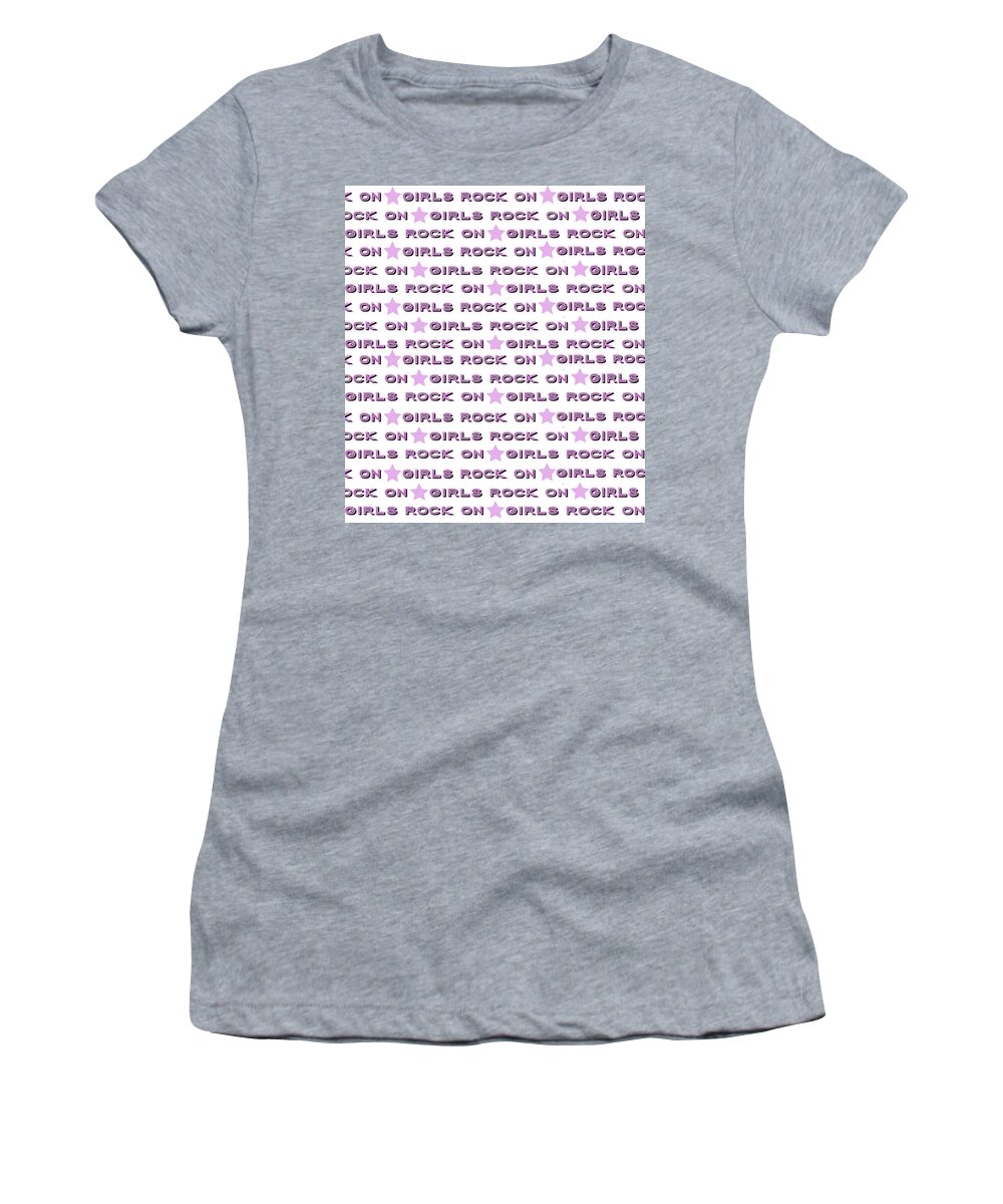 Repeated Font Pattern Women's T-Shirt featuring the digital art Girls Rock On by Ashley Rice